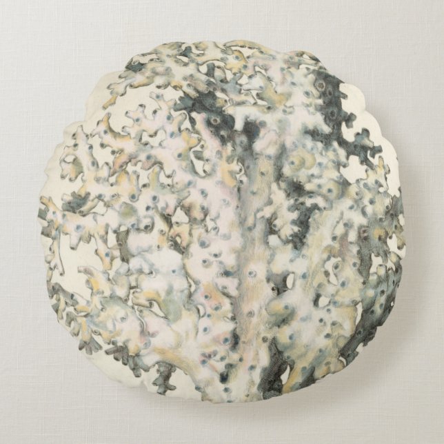 Antike Aquarell-Koralle Rundes Kissen (Vorderseite)