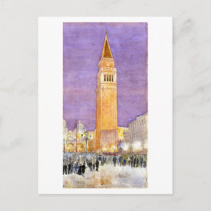 Antike Aquarellmalerei des Markusplatzes in Venedi Postkarte