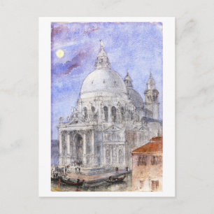 Antike Aquarellmalerei von Santa Maria Della Salut Postkarte