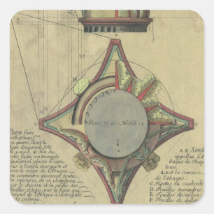 Antike Architektur, dekorative Kapitellkrone Quadratischer Aufkleber