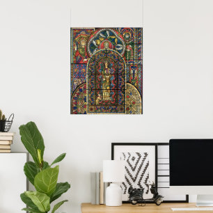 Antike Architektur, Kirchenbuntglasfenster Poster