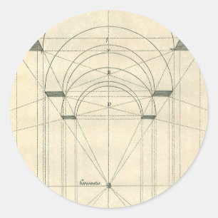 Antike Architektur, Renaissance-Bogen-Perspektive Runder Aufkleber