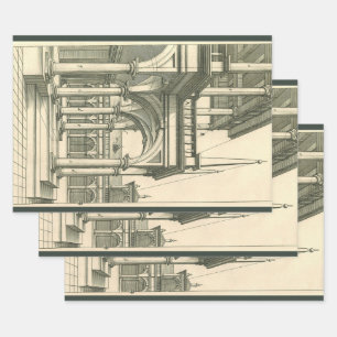 Antike Architektur, römischer Hof mit Säulen Geschenkpapier Set