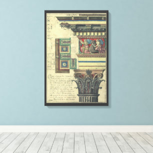 Antike Architektur, Säule mit Gesimsgestaltung Leinwanddruck