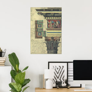 Antike Architektur, Säule mit Gesimskränzung Poster