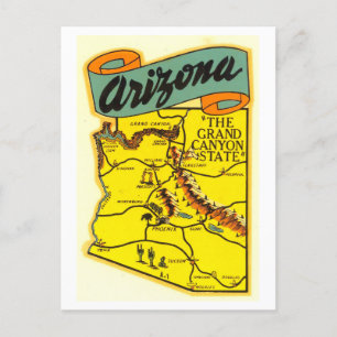 Antike Arizona-Landkarte auf Postkarte