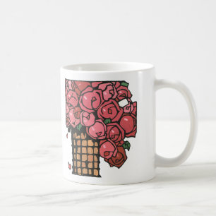 Antike Art Deco Blumen, rosa Gartenrosen Tasse