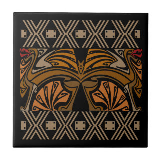 Antike Art Nouveau braune Drachen Fliese