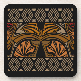Antike Art Nouveau braune Drachen Getränkeuntersetzer