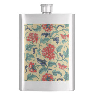 Antike Art Nouveau Chinesische Rote Blumige Chinoi Flachmann