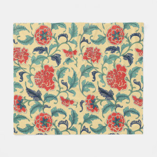 Antike Art Nouveau Chinesische Rote Blumige Chinoi Fleecedecke