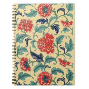 Antike Art Nouveau Chinesische Rote Blumige Chinoi Notizblock