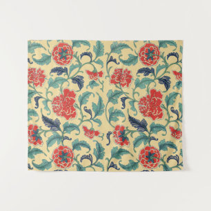 Antike Art Nouveau Chinesische Rote Blumige Chinoi Wandteppich