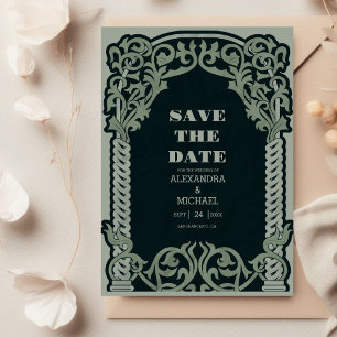 Antike Art Nouveau-Hochzeit Save The Date