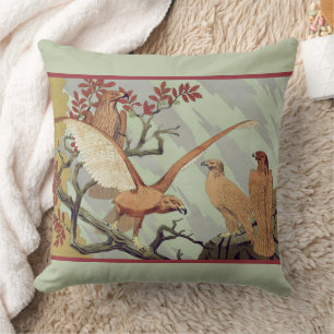 Antike Art Nouveau Smaragdgrüne Adler Naturkunst Kissen