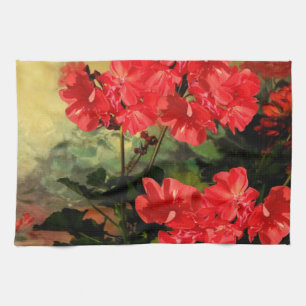 Antike Art-rote Pelargonie-Blumen-Geschenke Handtuch