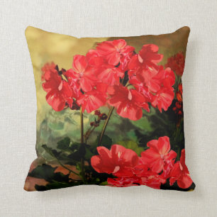Antike Art-rotes Pelargonie-Blumen-Kissen Kissen