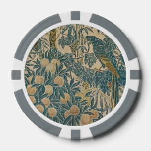 Antike Arts-and-Crafts Türkis-Papageien-Tapete Pokerchips