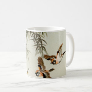 Antike asiatische Vögel im Bambusgarten Sperlinge Kaffeetasse