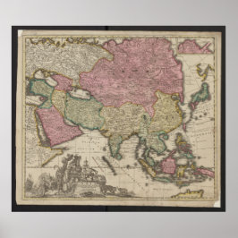 Antike Asienkarte 1700, China Poster