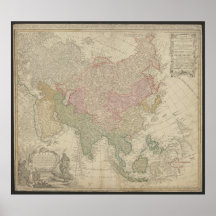 Antike Asienkarte 1744, Russland Poster
