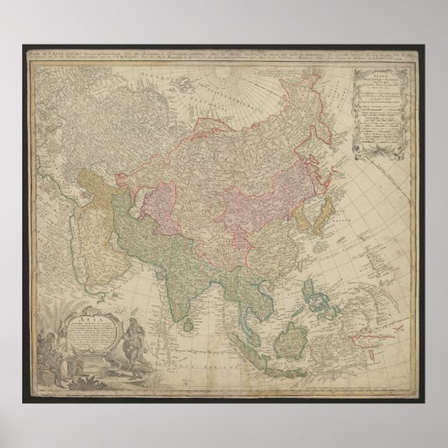 Antike Asienkarte 1744, Russland Poster (Vorne)
