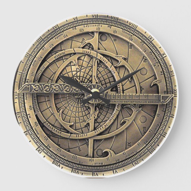 Antike Astrolabe-Uhr Große Wanduhr (Vorderseite)