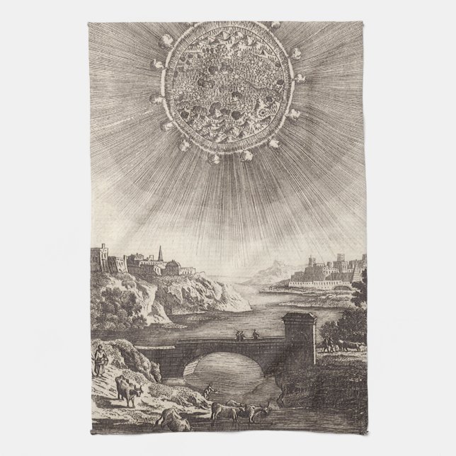 Antike Astronomie Himmel mit Sonne von Allain Mall Geschirrtuch (Vertikal)