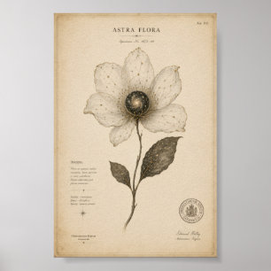 Antike astronomische Blumenwandkunst Poster
