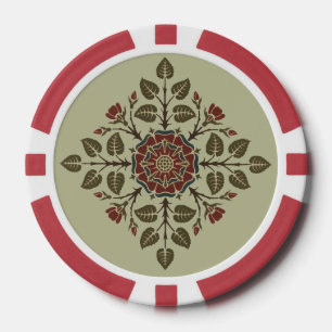 Antike Audsley Tudor-Rose viktorianisches Muster K Pokerchips
