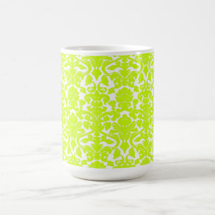 Antike aufwendige florale chartreuse Damast-Tasse Tasse