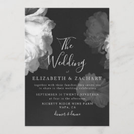 Antike B&W Vintag romantische Blumenhochzeit Einladung