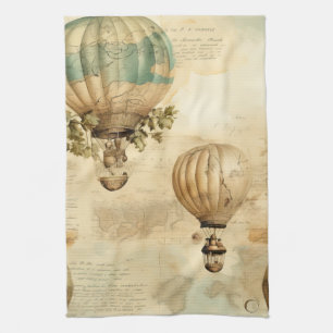 Antike Ballon-Pfingstrose Botanische Reise Geschirrtuch