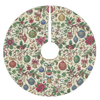 Antike Bänder und Ornamente Weihnachten  Polyester Weihnachtsbaumdecke