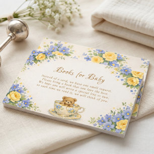 Antike Bären-Teetasse Bücher für Baby Blaue Blumen Begleitkarte