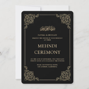 Antike Barocke Formelle Goldene Schwarze Mehndi-Ze Einladung