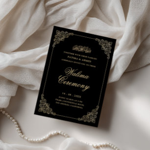 Antike barocke Goldschrift Schwarze Walima-Zeremon Einladung
