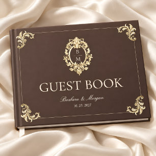 Antike Barocke Schokoladenbraune Hochzeit Gästebuch