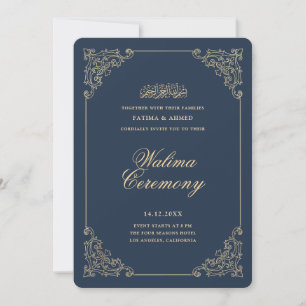 Antike Barockrahmen Navy Blau Walima Zeremonie Einladung