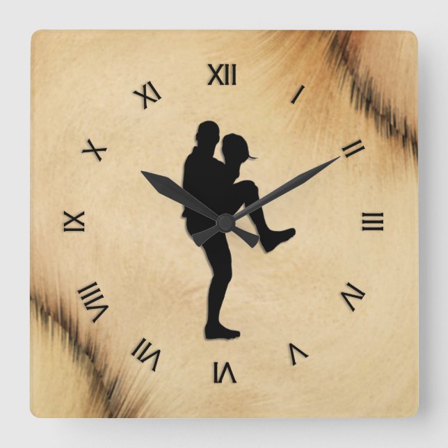 Antike Baseball Player Pitcher römische Zahlen Quadratische Wanduhr (Vorderseite)