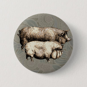Antike Bauernhaus-Schweine-Landwirtschaft Antiquit Button