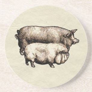 Antike Bauernhaus-Schweine-Landwirtschaft Antiquit Getränkeuntersetzer