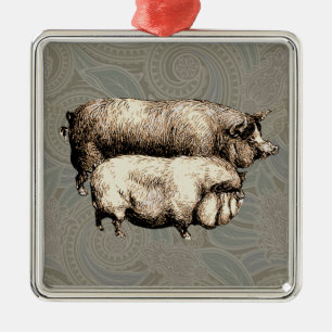 Antike Bauernhaus-Schweine-Landwirtschaft Antiquit Ornament Aus Metall