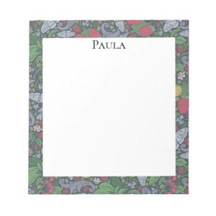 Antike Beeren Schmetterlinge Ringelblumen Nelken Notizblock