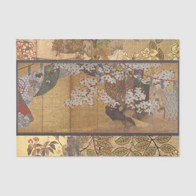 Antike belagerte Kirschblüten Seidenpapier (Vorderseite)