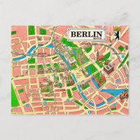 Antike Berlin Stadtplan Postkarte