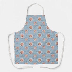 Antike Beschriftung Vintage-Rosen Toile-Schleifen Schürze