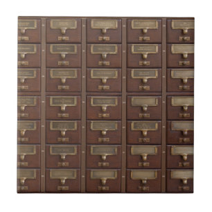 Antike Bibliothekskarteikatalogschubladen Fliese