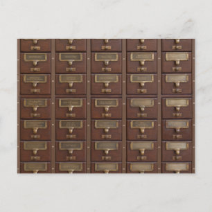 Antike Bibliothekskarteikatalogschubladen Postkarte