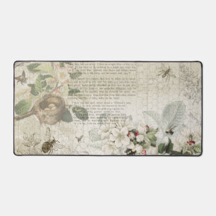 Antike Bienen-Botanik-Ephemera Schreibtischunterlage